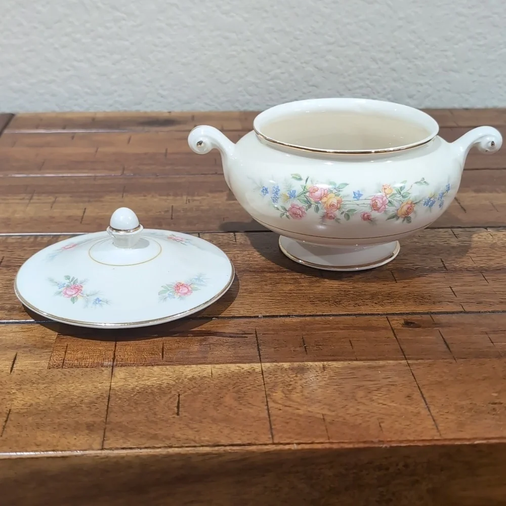 VTG 40's Homer Laughlin Eggshell Nautilus Ferndale China Creamer And Sugar Bowl